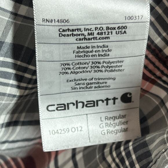 Carhartt Force Shirt Mens Large Relaxed Fit Plaid Short Sleeve 104259 Workwear - Picture 4 of 7